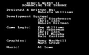 King's Quest II: Romancing the Throne for IBM PC/Compatibles - Game credits.