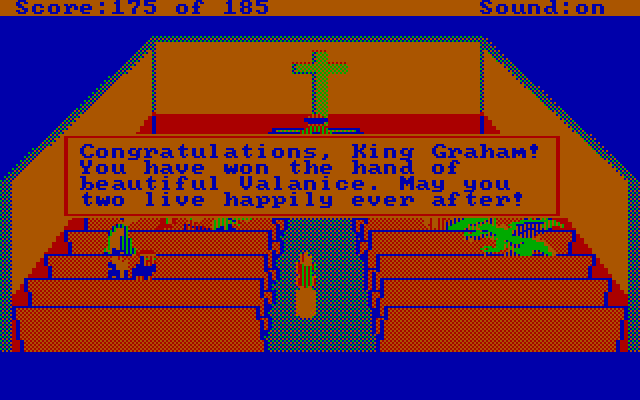 King's Quest II: Romancing the Throne IBM PC/Compatibles Screenshot: Congratulations!