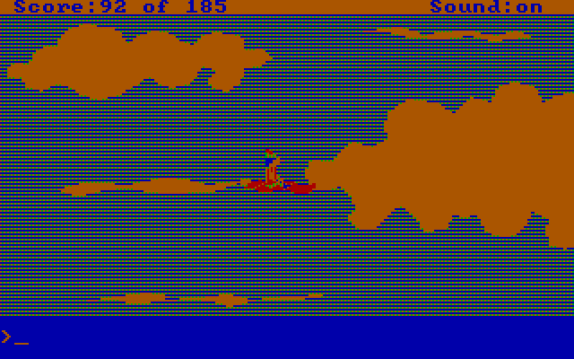 King's Quest II: Romancing the Throne IBM PC/Compatibles Screenshot: Riding a magic carpet.