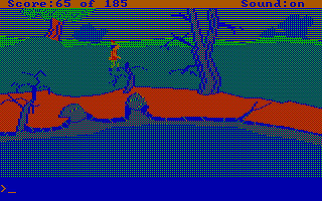 King's Quest II: Romancing the Throne IBM PC/Compatibles Screenshot: The water isn't very pleasant, it seems...