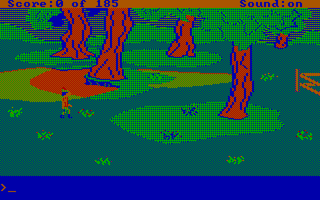 King's Quest II: Romancing the Throne IBM PC/Compatibles Screenshot: Wandering around the woods...