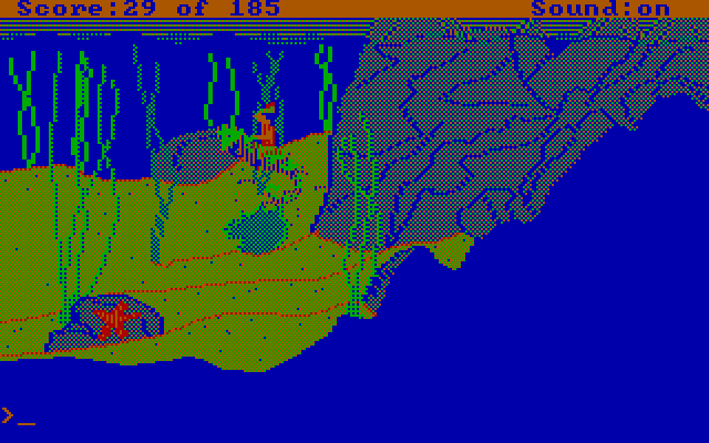 King's Quest II: Romancing the Throne IBM PC/Compatibles Screenshot: Riding a seahorse underwater...