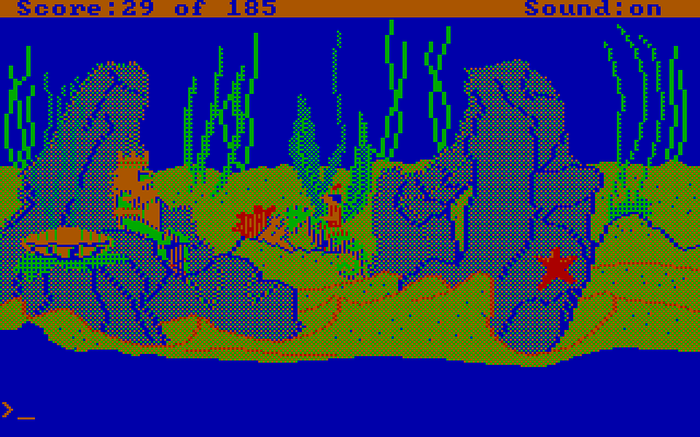 King's Quest II: Romancing the Throne IBM PC/Compatibles Screenshot: Visiting with King Neptune.