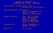 King's Quest II: Romancing the Throne for IBM PC/Compatibles - Game credits.