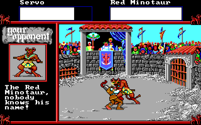 Hillsfar IBM PC/Compatibles Screenshot: Fighting a minotaur...