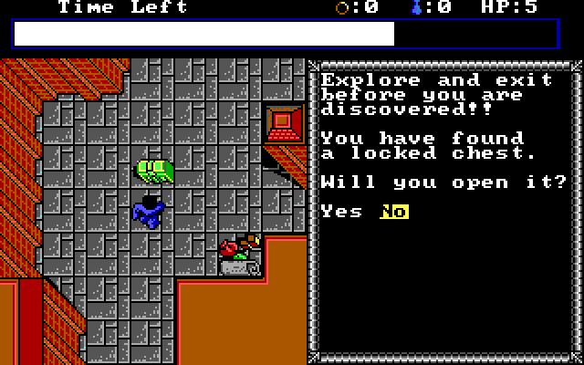 Hillsfar IBM PC/Compatibles Screenshot: Take a chance and try to open the locked chest?