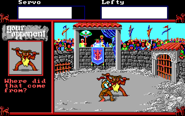 Hillsfar IBM PC/Compatibles Screenshot: Fighting a left handed orc!