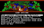 Hillsfar for IBM PC/Compatibles - Camp options menu.