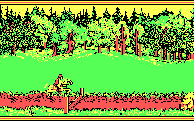 Hillsfar IBM PC/Compatibles Screenshot: Jump over obstacles.
