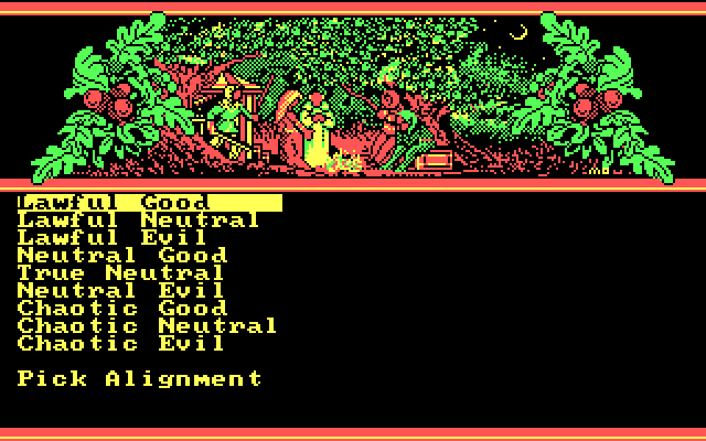 Hillsfar IBM PC/Compatibles Screenshot: Generating a new character...