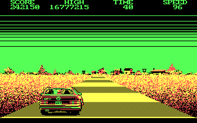 Crazy Cars IBM PC/Compatibles Screenshot: Racing along...