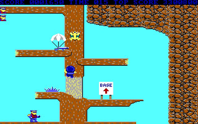 Bionic Commando IBM PC/Compatibles Screenshot: Looks like the base is up from here!