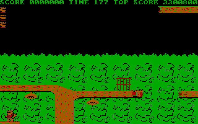 Bionic Commando IBM PC/Compatibles Screenshot: I'm slowly making my way up into the trees!