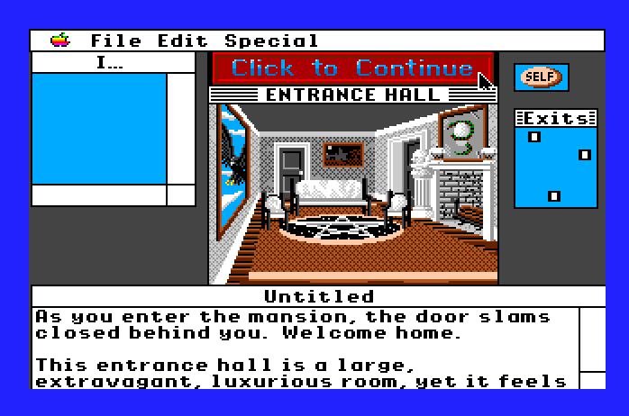 Uninvited Apple IIgs Screenshot: The entrance of the house.