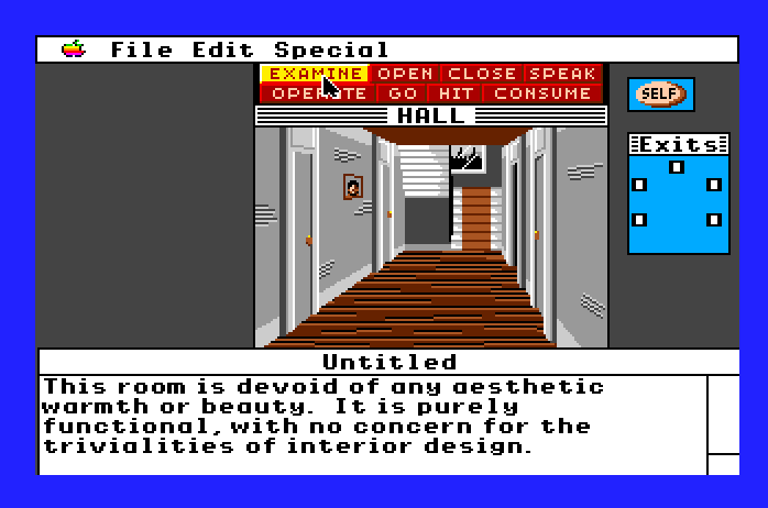 Uninvited Apple IIgs Screenshot: The hallway...what's behind these doors?