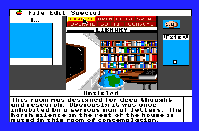 Uninvited Apple IIgs Screenshot: Exploring the library.