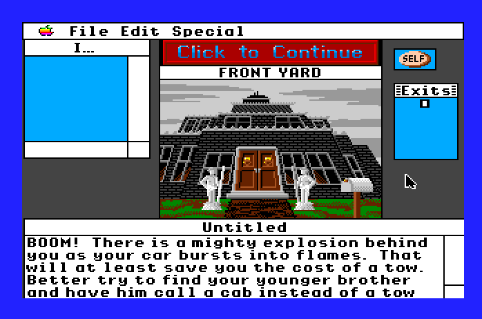 Uninvited Apple IIgs Screenshot: The front of a house.