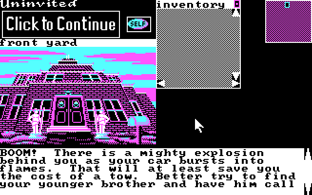 Uninvited IBM PC/Compatibles Screenshot: The entrance to a mansion.