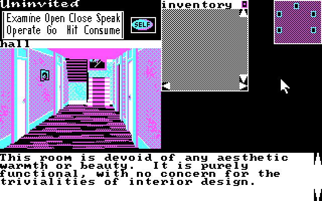 Uninvited IBM PC/Compatibles Screenshot: Walking down a hallway...