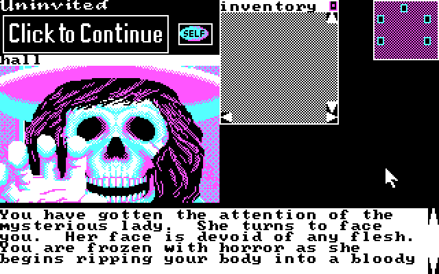 Uninvited IBM PC/Compatibles Screenshot: This looks like game over...