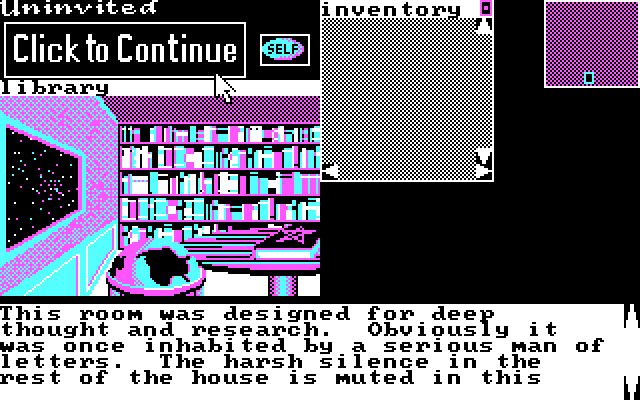 Uninvited IBM PC/Compatibles Screenshot: Exploring the library.