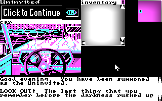 Uninvited IBM PC/Compatibles Screenshot: Game start.