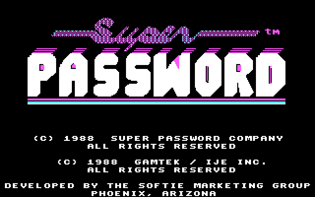 Super Password IBM PC/Compatibles Screenshot: Title screen