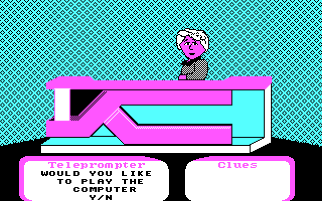 Super Password IBM PC/Compatibles Screenshot: Choose to play the computer (Y) or play as multiple players (N)