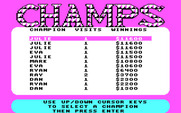 Super Password for IBM PC/Compatibles - The Champion Board, from which you pick an opponent if you play against the computer