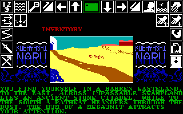 Kobyashi Naru IBM PC/Compatibles Screenshot: I find myself in a barren wasteland.