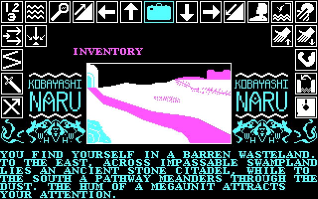 Kobyashi Naru IBM PC/Compatibles Screenshot: I find myself in a barren wasteland.