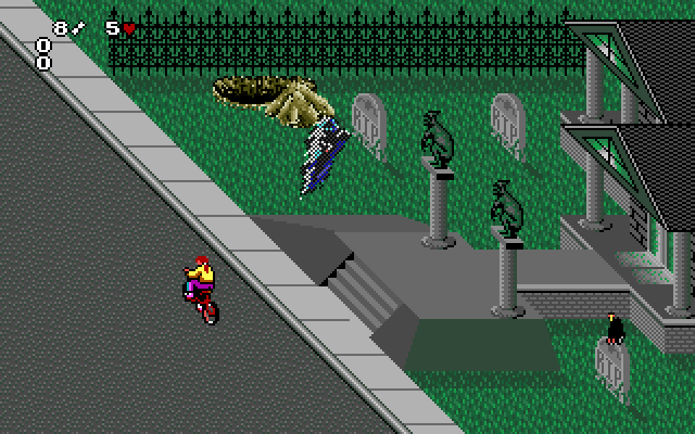 Paperboy 2 IBM PC/Compatibles Screenshot: There are some scary non-subscriber houses!