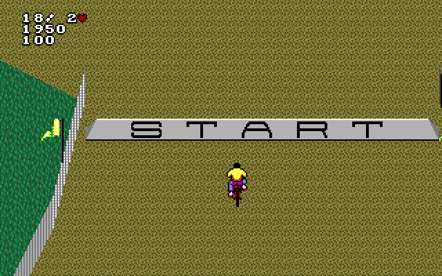 Paperboy 2 IBM PC/Compatibles Screenshot: Obstacle course start.