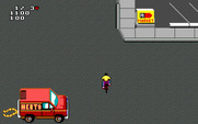 Paperboy 2 for IBM PC/Compatibles - Crossing a road; traffic can get in the way!