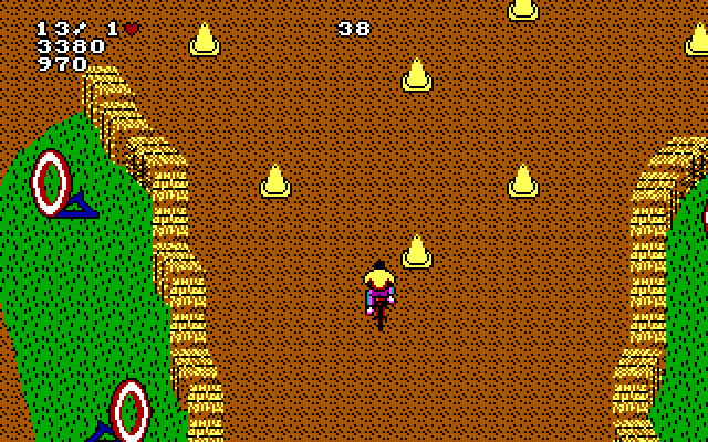 Paperboy 2 IBM PC/Compatibles Screenshot: End of level obstacle course.