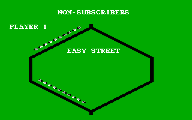 Paperboy 2 IBM PC/Compatibles Screenshot: Here are the subscribers and non-subscribers on Easy Street.