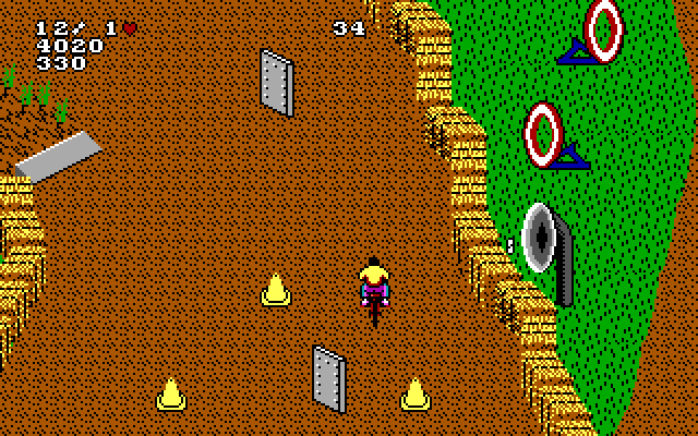 Paperboy 2 IBM PC/Compatibles Screenshot: Hit targets for bonus points.