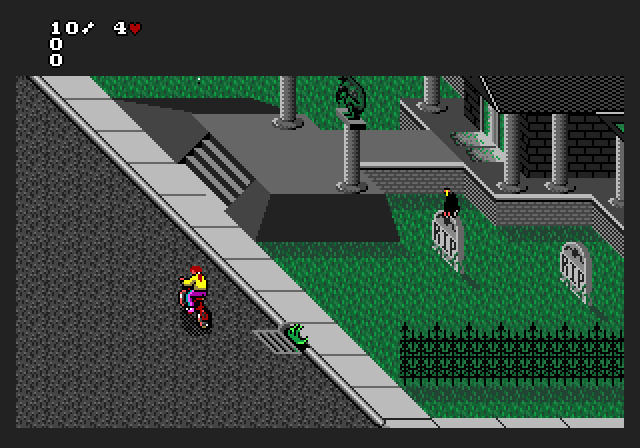 Paperboy 2 Amiga Screenshot: The non-subscribers often have haunted houses!
