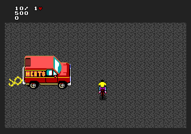 Paperboy 2 Amiga Screenshot: Don't get run over crossing the road...