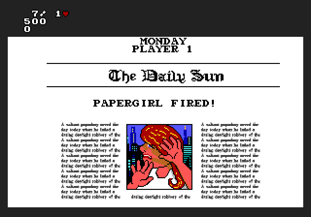 Paperboy 2 Amiga Screenshot: Game over.