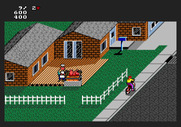 Paperboy 2 for Amiga - If you hit the pig with a paper it will get up and chase you!