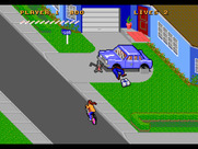 Paperboy 2 for Sega Genesis / Mega Drive - There's some spare newspapers on the lawn, but they would be difficult to pick up!