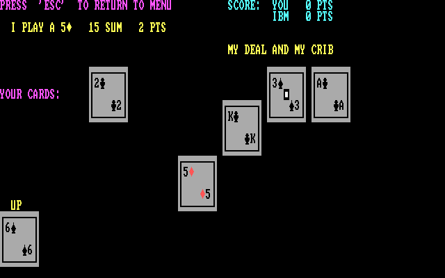 Mind Games IBM PC/Compatibles Screenshot: Cribbage: Game in progress.