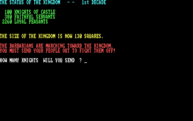 Mind Games IBM PC/Compatibles Screenshot: Kingdom: Send knights into battle!
