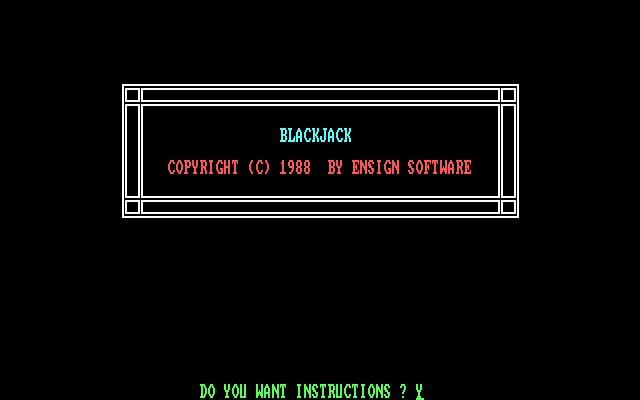 Mind Games IBM PC/Compatibles Screenshot: Blackjack: Title screen.