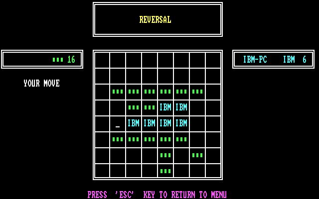 Mind Games IBM PC/Compatibles Screenshot: Reversal: Your move!