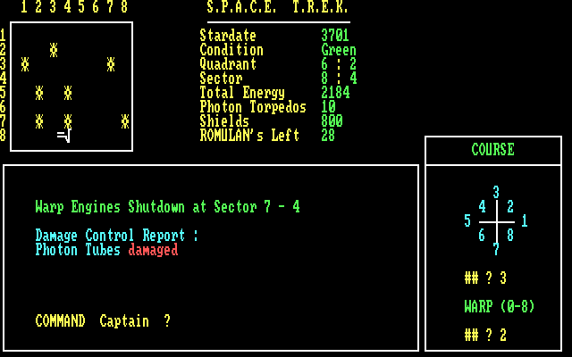 Mind Games IBM PC/Compatibles Screenshot: Space Trek: Game in progress.