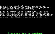 Mind Games for IBM PC/Compatibles - Mastermind: Instructions, part 2.