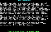 Mind Games for IBM PC/Compatibles - Mastermind: Instructions, part 1.