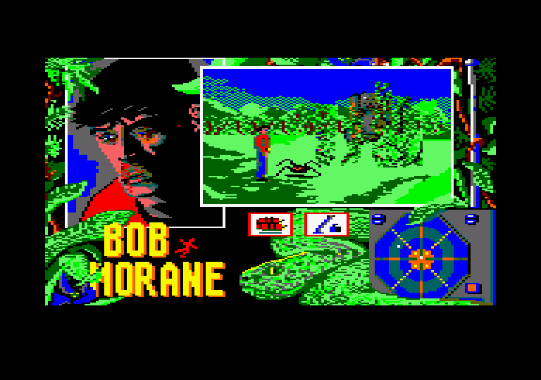 Bob Morane: Jungle 1 Amstrad CPC Screenshot: A giant spider attacks!